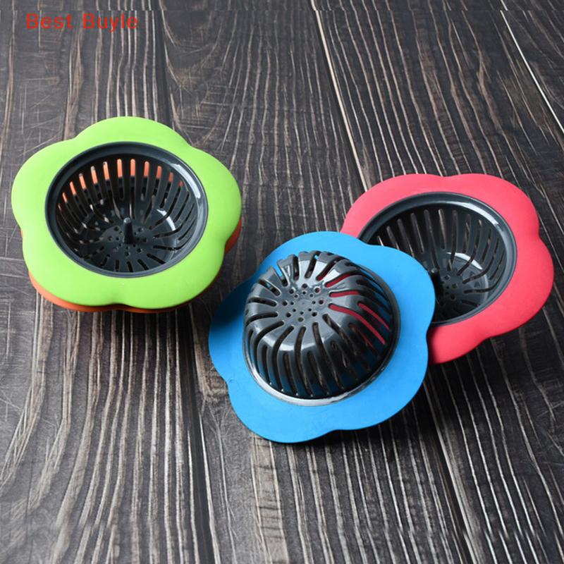 💖Best Buyle Hoa hình nhà bếp lưới bồn rửa cống Silicone lọc lỗ dày đặc nước cống phòng tắm cống lỗ tóc Lọc bẫy chất thải màn hình