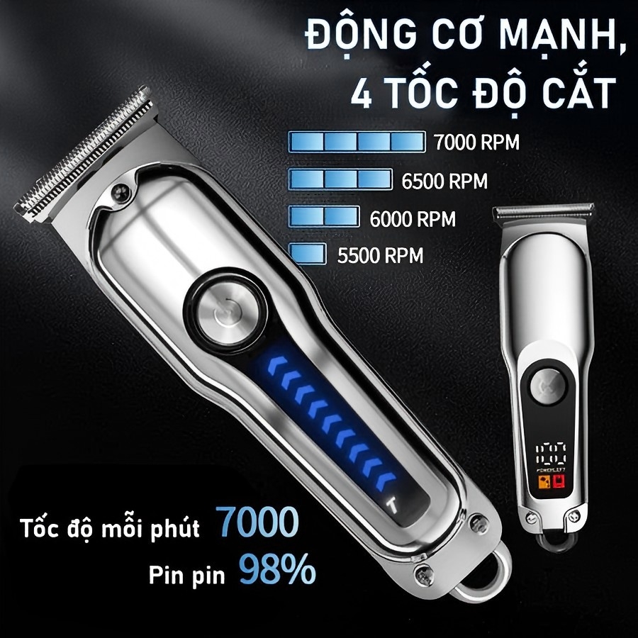 Tông Đơ Cắt Tóc Nam Chuyên Nghiệp, Máy Cắt Tóc Điện Không Dây Cho Salon, Lý Tưởng Tạo Kiểu Tóc Nam, Sạc USB Type-C
