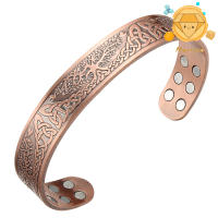 Pure Copper Magnetic Bracelet Open Closure Cuff Bangle with 18 Healing Magnets Tree of Life Design Vintage Jewelry Gift for Men Women