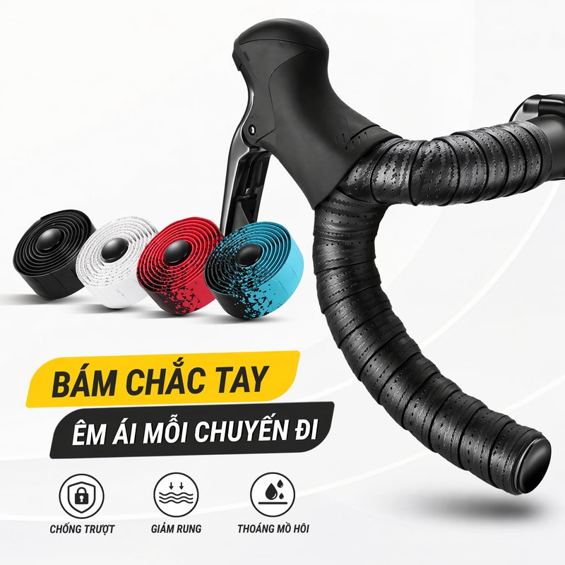 băng quấn ghi đông xe đạp tape tay lái chống trượt giảm chấn thấm hút mồ hôi PU EVA bám chắc đạp đường dài