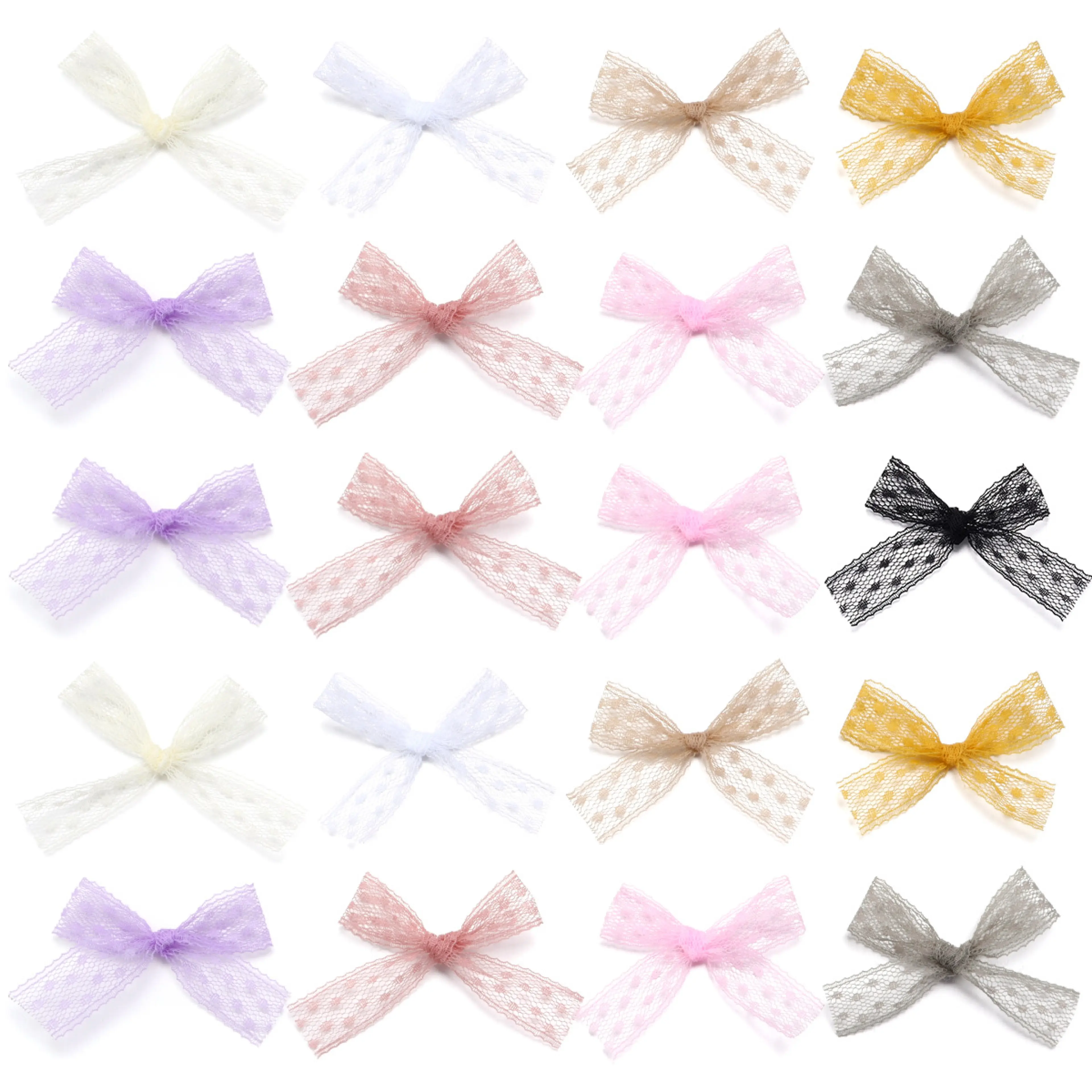 โบว์ลูกไม้ผูกมือ 20 ชิ้น สำหรับงาน DIY เช่น รองเท้า ถุงเท้า กระเป๋า ชุดชั้นใน เครื่องประดับเสื้อผ้า ต่างหู และกิ๊บติดผมเด็ก - ผลิตภัณฑ์กึ่งสำเร็จรูป