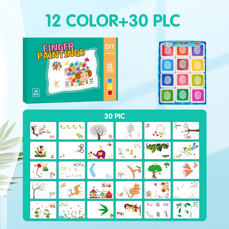24 Colors Kids Finger Painting Kit Early Education Toys Non-Toxic Washable Kids Painting Set Graffiti Creative Gift