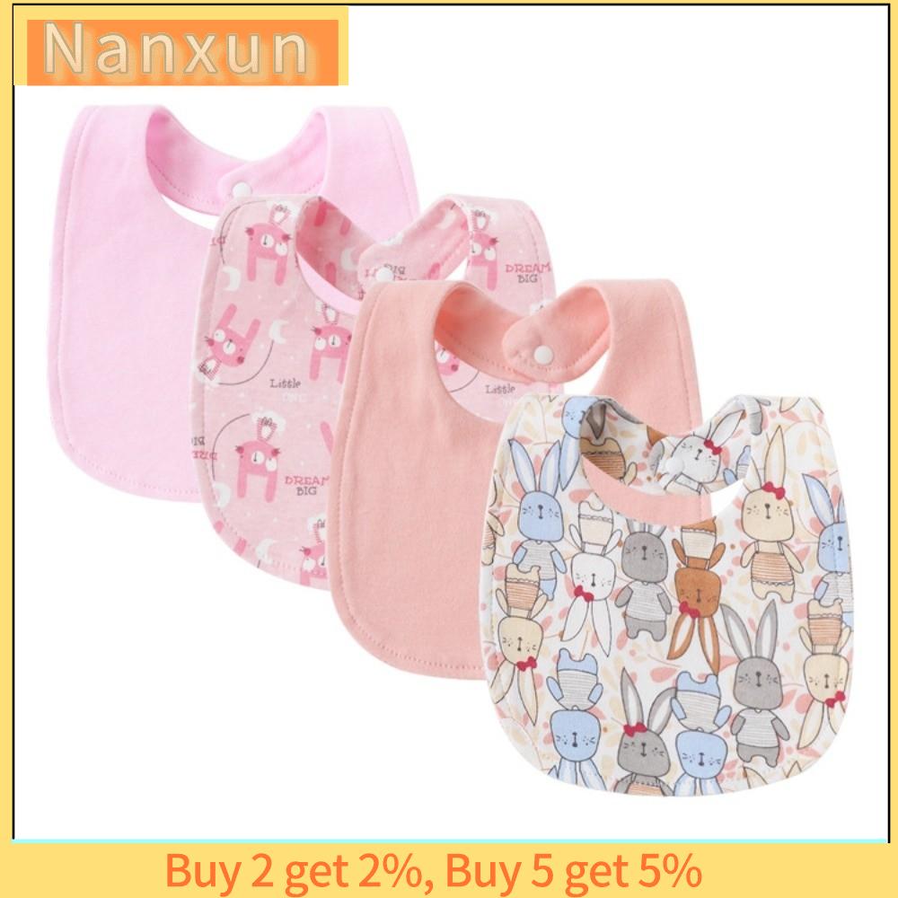 NWSJ 4Pcs In hình hoạt hình Yếm cho bé Bông Hai lớp Khăn nước bọt Chất lượng cao Bộ yếm Phụ kiện cho trẻ sơ sinh