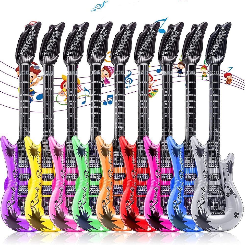 Okdeals 6 món quà thổi lên Guitar đạo cụ tiệc nhạc Bộ bóng bay Guitar Rock đồ chơi guitar thổi phồng trang trí nhà cửa