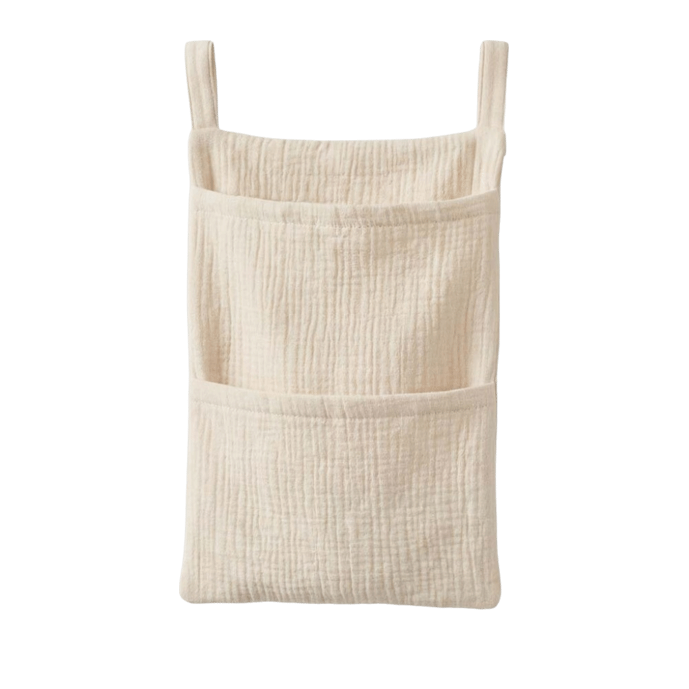 HUNIU Vải cotton nguyên chất Túi treo nôi em bé Dung lượng lớn Đa chức năng Túi đựng đồ xe đẩy em bé Thực tế 2 túi Hộp đựng tã Hàng ngày