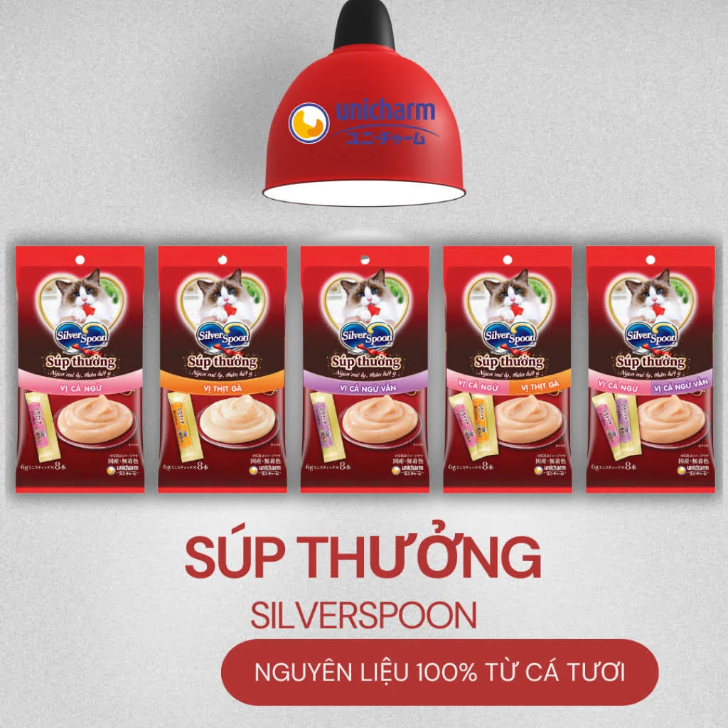 Súp thưởng cho mèo có mix vị Silver Spoon đến từ Nhật Bản ăn siêu cuốn