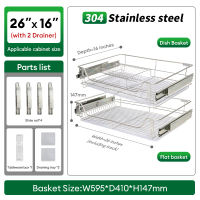 LXL 304 Stainless Steel Pull Out Dish Rack Stainless Pull Out Basket Tray Pull Out Rack Organizer for Kitchen Cabinet