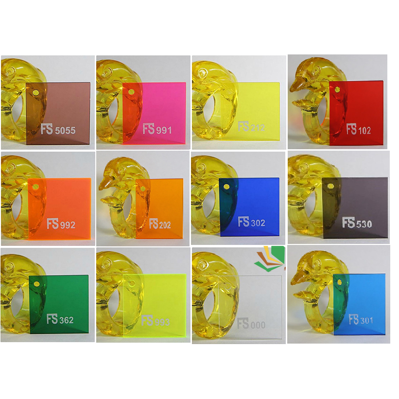 Tấm mica xuyên sáng, dày 2mm, nhiều màu, nhiều kích thước