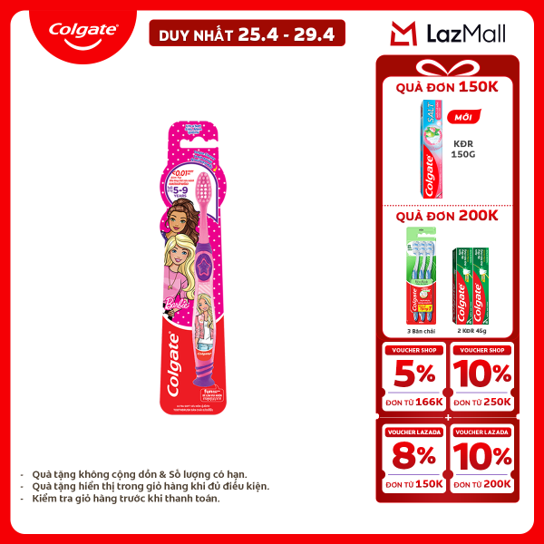 [Chỉ 25-29.4_X2 Voucher giảm 20%] Bàn chải đánh răng Colgate họa tiết dành cho trẻ