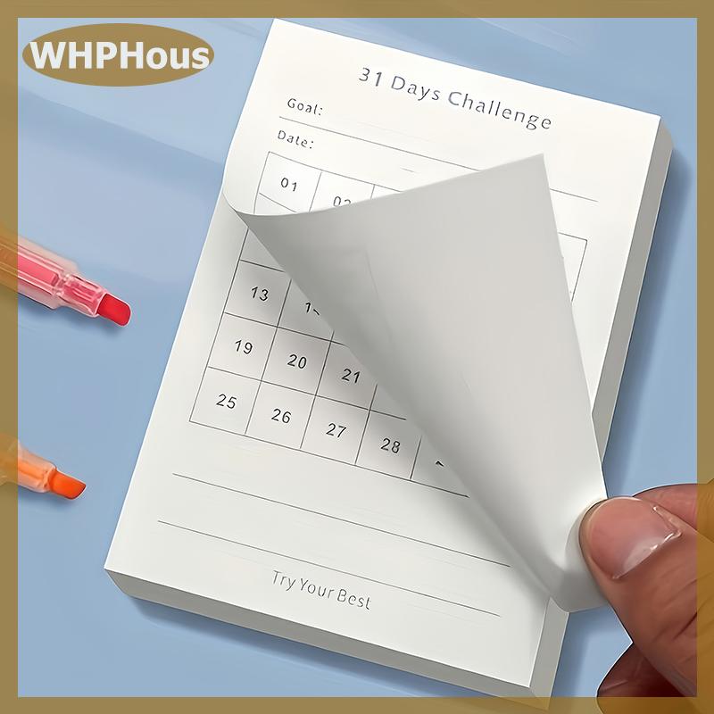 WHPHous 30 Days Planner Daily Challenge Notepad Self-Discipline Checklist Self-adhesive Memo Pads Mi