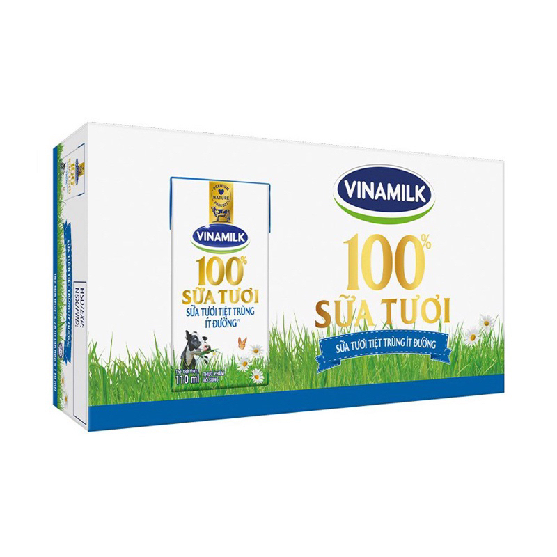 Lốc 4 Hộp Sữa Tươi Vinamilk 100% Nguyên Chất 180Ml