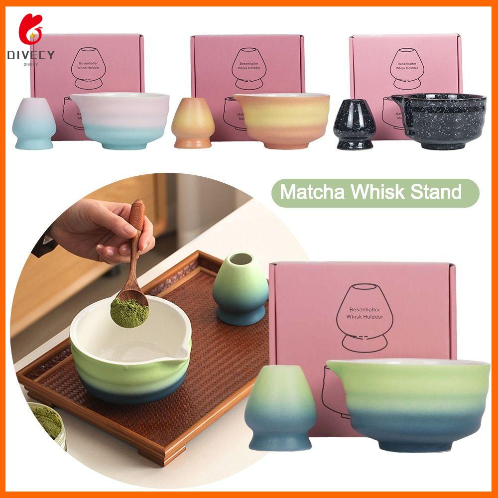 DIVECY Gốm Bát Matcha Gradient Mịn Giá để kem Matcha Di động Chịu nhiệt độ cao Dụng cụ pha trà Phụ kiện cho Bộ trà
