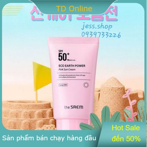 [HCM]KEM CHỐNG NẮNG DƯỠNG TRẮNG DA THE SAEM ECO EARTH POWER PINK SUN CREAM HÀN QUỐC