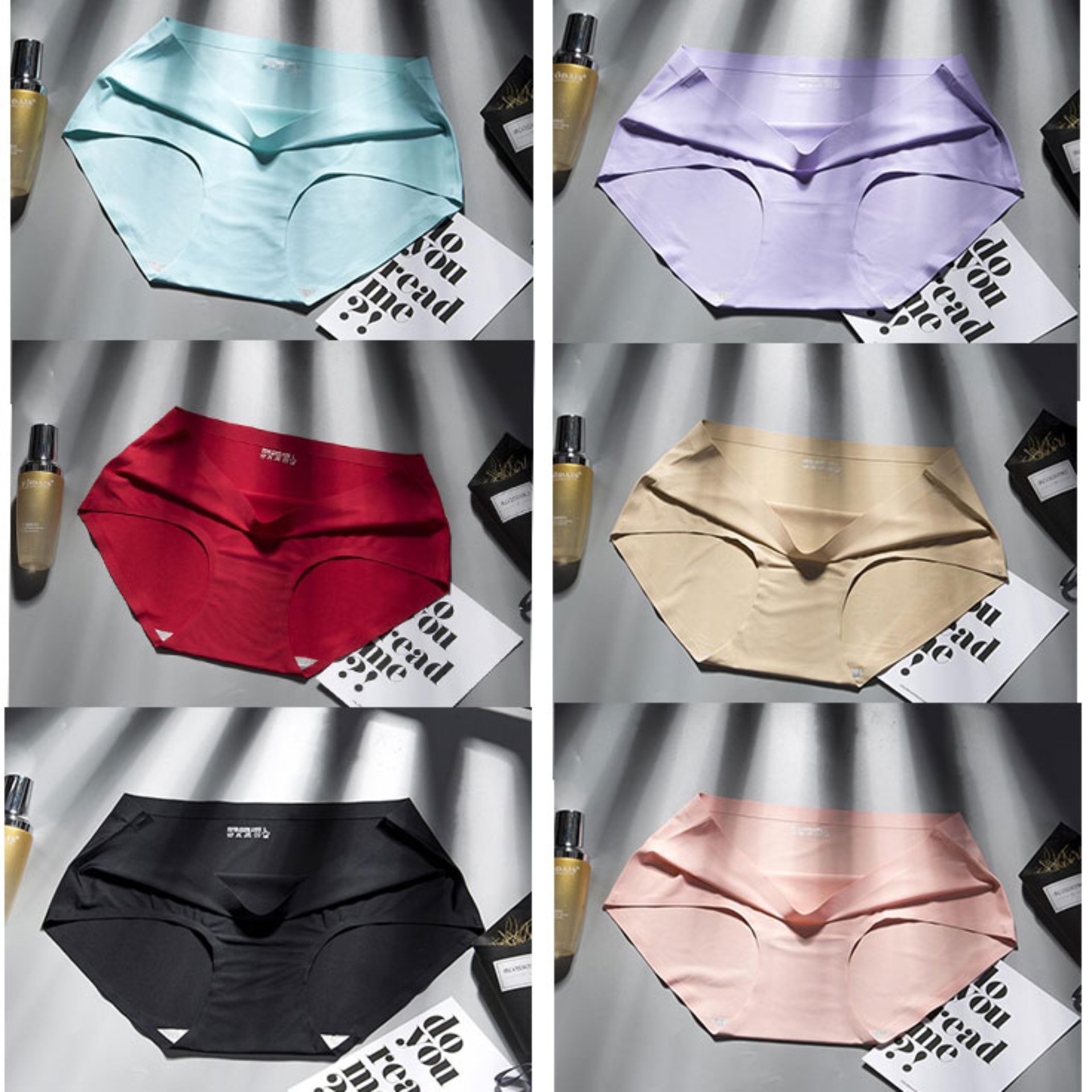 Women's Seamless Panties Ice Silk Ultra-thin Underwear Briefs Mid-Waist Knickers
