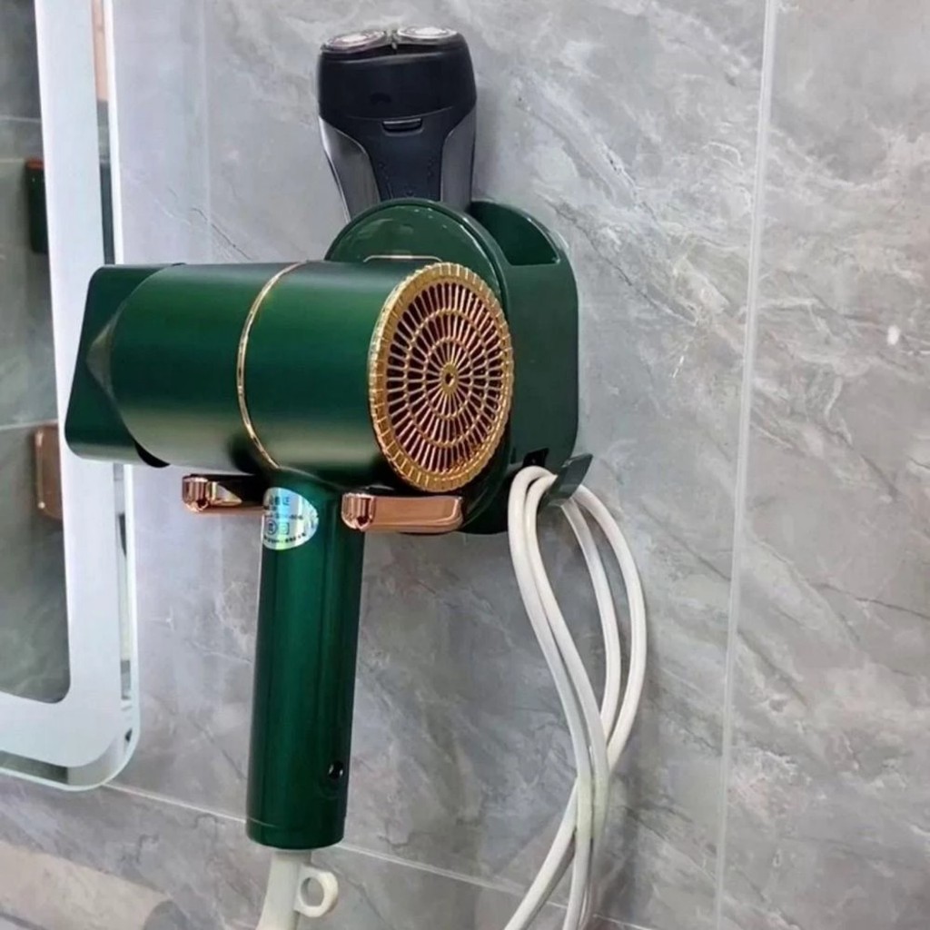 Giá treo tường để máy sấy tóc ASWEI nhà tắm có cốc để đồ tiện dụng có thể gấp gọn tiện lợi. Kèm miến