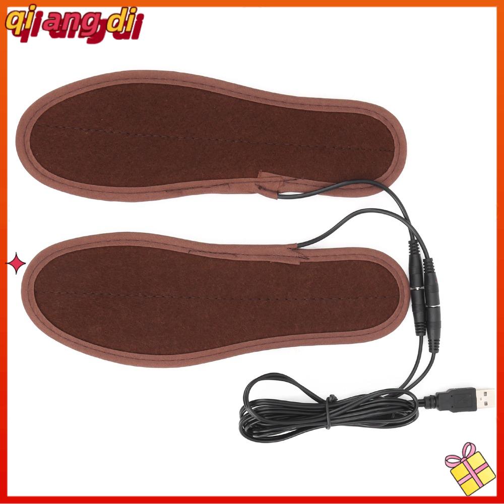 QIANGDI 1 Pair Nhung ngắn mềm mại Đế lót giày sưởi ấm chống thấm nước Làm  nhanh 37-38 Đế lót giày sưởi điện USB Bền bỉ Có thể giặt Đế giày điện sạc lại Mùa đông