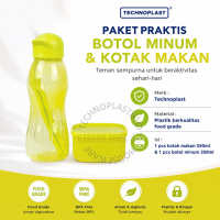 TECHNOPLAST COLORFUN Set Gift Tempat Bekal Makan Botol Set free Sendok