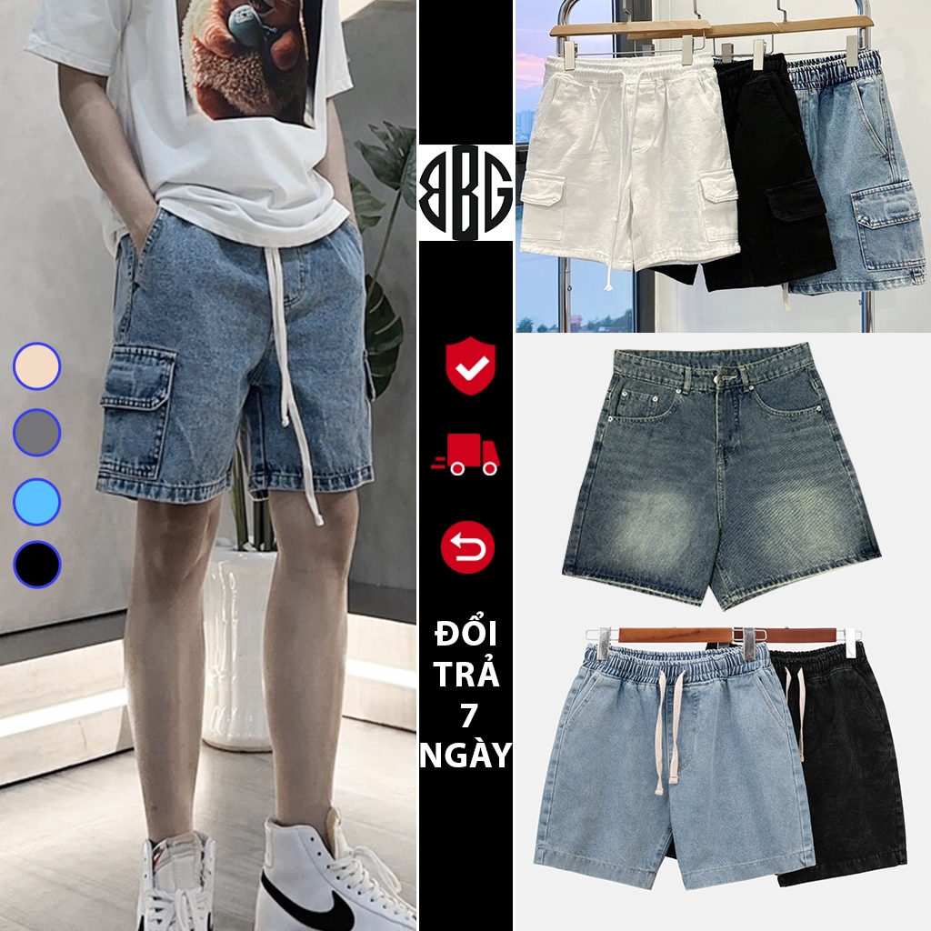 Quần Short SỌT đùi Jean Nam Túi hộp co dãn 4 chiều Avocado, Quần Sooc bò trơn và rách thời trang