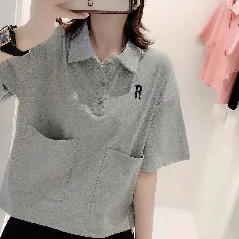 Tay ngắn Polo Áo Sơ Mi Nữ 2026 mùa hè phiên bản Hàn Quốc mới đa năng lỏng lẻo và giảm béo xu hướng áo thời trang