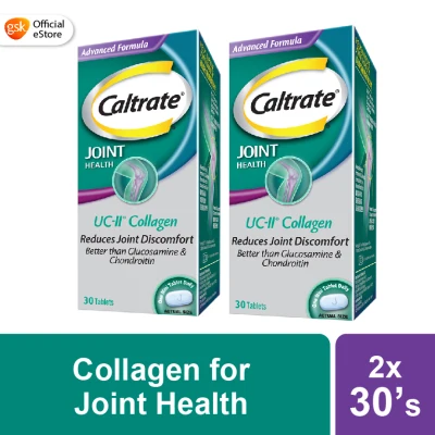 CALTRATE Joint Health UC-II Collagen Supplement, 2X more effective vs Glucosamine & Reduce joint discomfort, 30 Tabs [2 Pack]