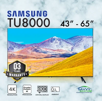 SAMSUNG TV TU8000 43"/50"/55"/65"/75"/82" LED HDR 4K UHD Samsung Smart TV / up to 3 Years Warranty / Energy Efficiency 4 Tick