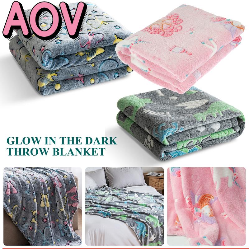 AOV Ultra-Soft Flannel Glow in The Dark Throw Blanket Multipurpose Cartoon