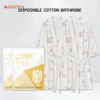 HANGDIAN【Miễn Phí Vận Chuyển】Áo choàng tắm dùng một lần làm bằng cotton nguyên chất dày cho chuyến công tác, khách sạn, không giặt đồ ngủ, Tiệm Làm Đẹp, phòng xông hơi massage, quần áo khách