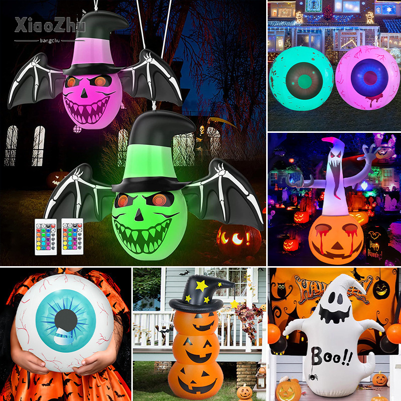 Xiaozhubangchu Halloween new toys outdoor party decorations ornaments PVC luminous inflatable LED pumpkin ghost