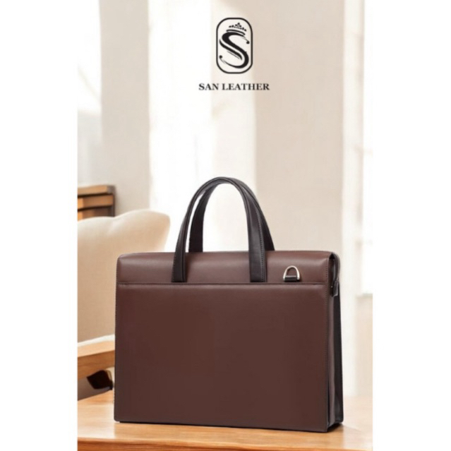 Cặp Da Thật Công Sở SanLeather 16851 khóa Số sườn