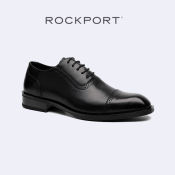 Rockport Men's Black Carved Cowhide Derby Business Dress Shoes