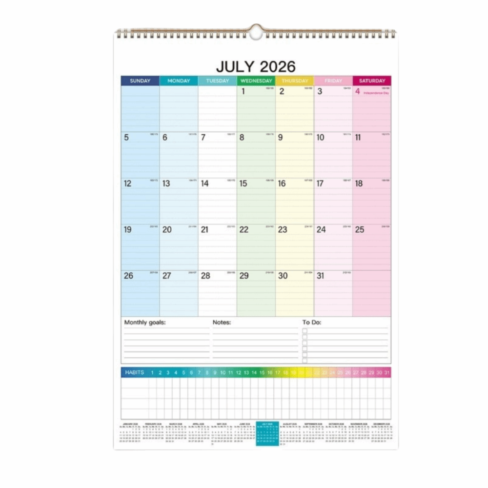 Colorful Wall Calendar Creative with Hanging Hole Floral Wall Calendar Gift Portable Calendar Planner Home Decoration