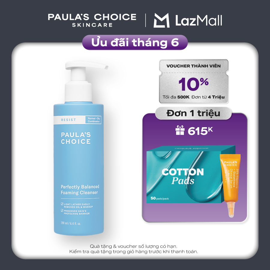 Sữa rửa mặt cân bằng da hoàn hảo Paula’s Choice RESIST Perfectly Balanced Foaming Cleanser 7830