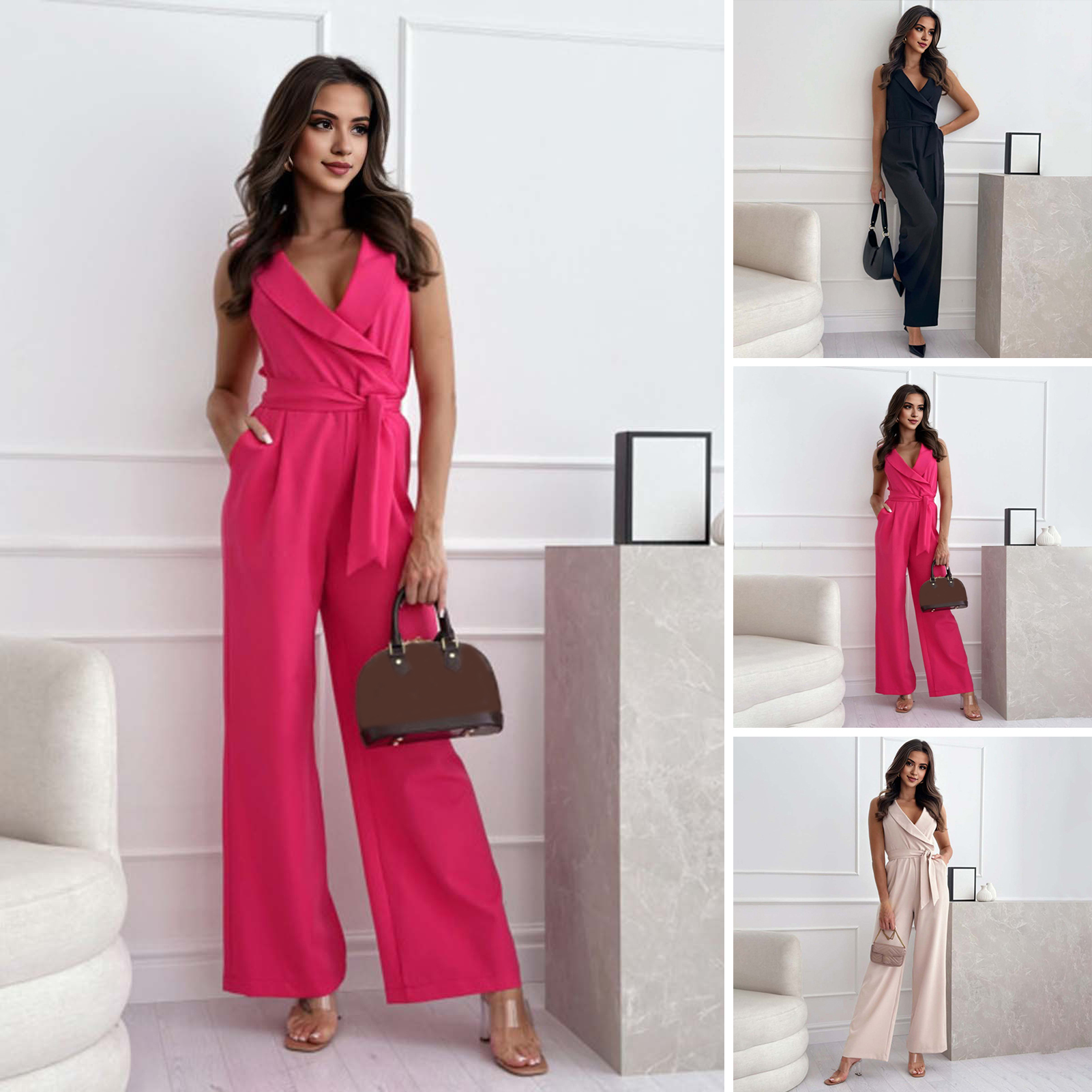 Shemi phụ nữ Jumpsuit phụ nữ kinh doanh Jumpsuit ren-up sâu V cổ Jumpsuit cho phụ nữ hoàn hảo cho tr