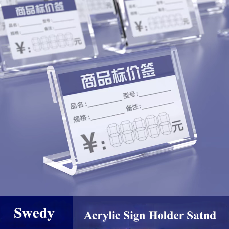 10 Pieces 100x70mm L Shape Clear Plastic Menu Sign Holder Display Stand Small Table Price Label Paper Tags