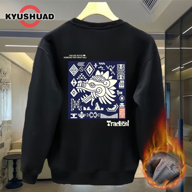 KYUSHUAD Áo hoodie in Mỹ cổ điển tay áo dài áo thun nam áo thun cổ chui Top