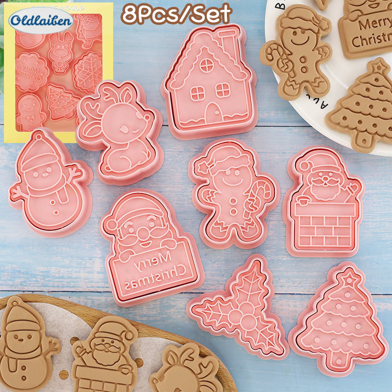 Oldlaiben 8Pcs/Set DIY แม่พิมพ์คุกกี้ การ์ตูนคุ้ Snoopy สเตอริโอ 3 มิติกดคุ้กกี้เครื่องมืออบ ของขวัญวันว ราคา 66 บาท*ส่งฟรี