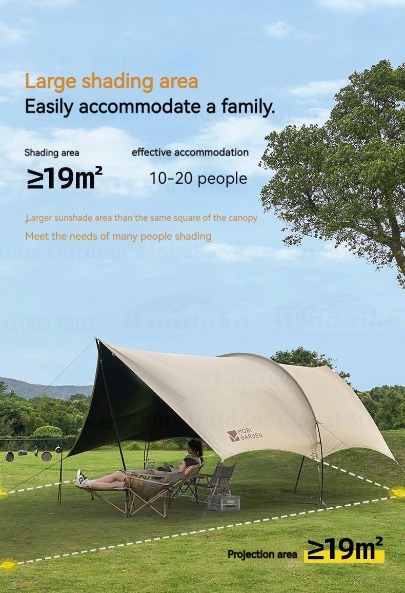 MOBI GARDEN Outdoor Camping Picnic Tent Anti-vinyl Canopy Rain Anti-ultraviolet 50+ Large-size Tunnel-type Oxford View D250 · v49