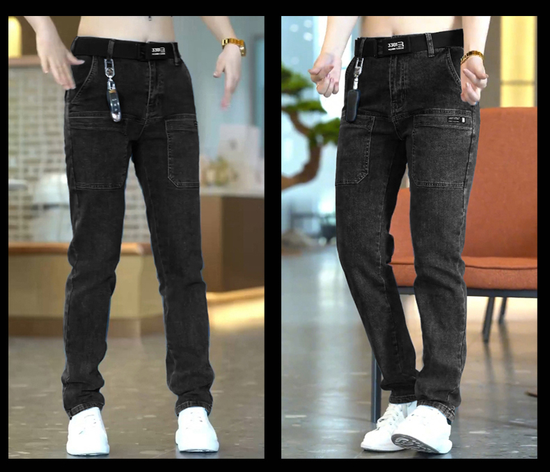 [lsdj] 2023 New Men's Slim Jeans Stretch Skinny Multi Pocket Fashion Designer Denim Trousers Male Brand Clothes Pants Streetwear · v2