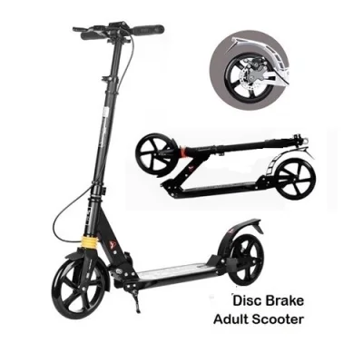 Foldable Lightweight Adult Scooter Adjustable Height, Hand Disc Brake + Rear Fender Brake For Teen