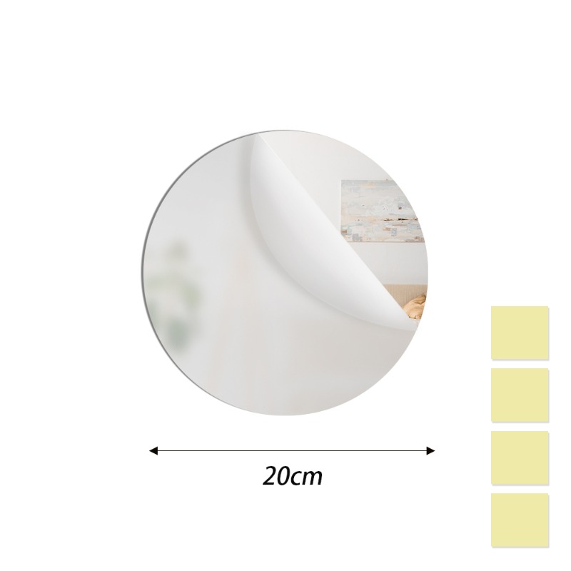 30*30cm Acrylic Round Wall Mirror / Frameless Self Adhesive Bathroom Mirror Stickers / HD Reflecticon Makeup Mirror for Bathroom Bedroom Door Home Decor