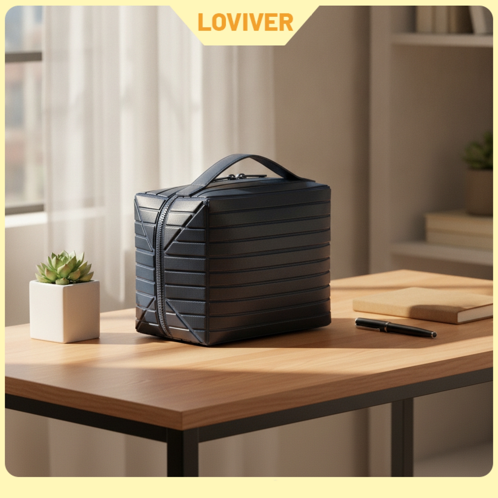 LOVIVER Structured Cosmetic Storage Bag Rectangular Makeup Organizer Bag Sturdy Travel Cosmetic Case Large for Commuters ราคา 13,652 บาท*ส่งฟรี