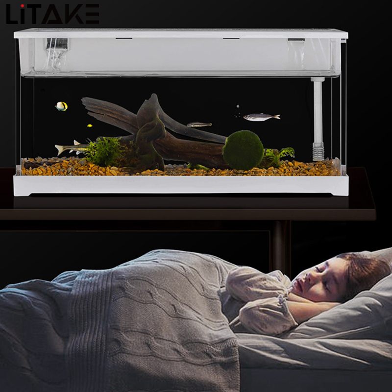 Ultra Clear Acrylic Fish Tank, Silent Aquarium Fish Tank With LED, Built-In Circulating Filtration System, For Shrimp Goldfish Desktop Office Home Room Decor ราคา 951 บาท*ส่งฟรี