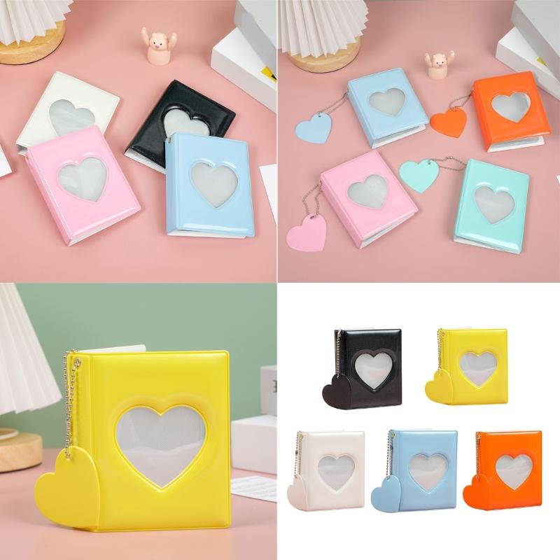 3inch Album ảnh nhỏ hình trái tim cutout PVC bìa với 32 Túi photocard chất kết dính cuốn sách để chụp hàng ngày thời điểm này