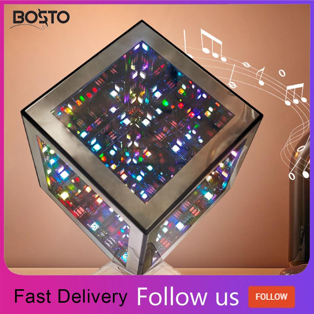 BOSTO Infinity Mirror Cube Light LED Abyss Effect Wire Remote APP Control Dimmable 4D Cube Light for Desktop