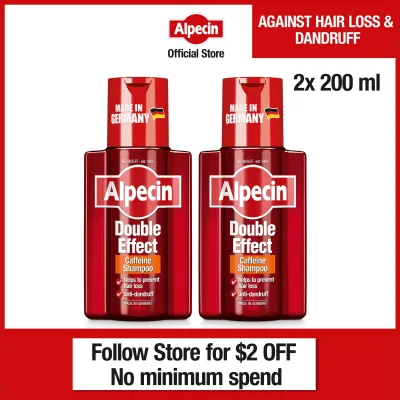 [Bundle of 2] Alpecin Double Effect Caffeine Shampoo (200 ml) - Helps prevent hair loss and oily dandruff, for men