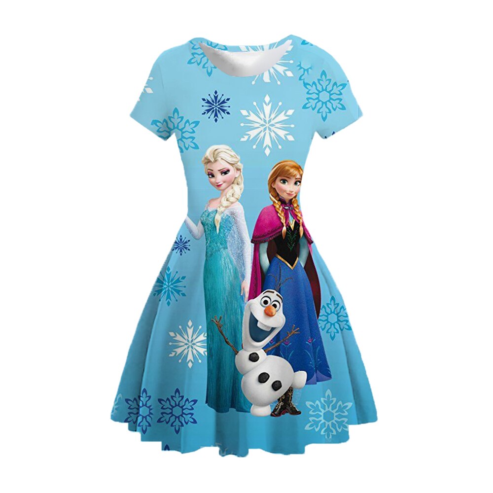 Disney Frozen Anna Elsa Princess 3D Fluffy Dress For Girl Birthday Party Vestidos Kids Christmas Cosplay Snow Queen Costume