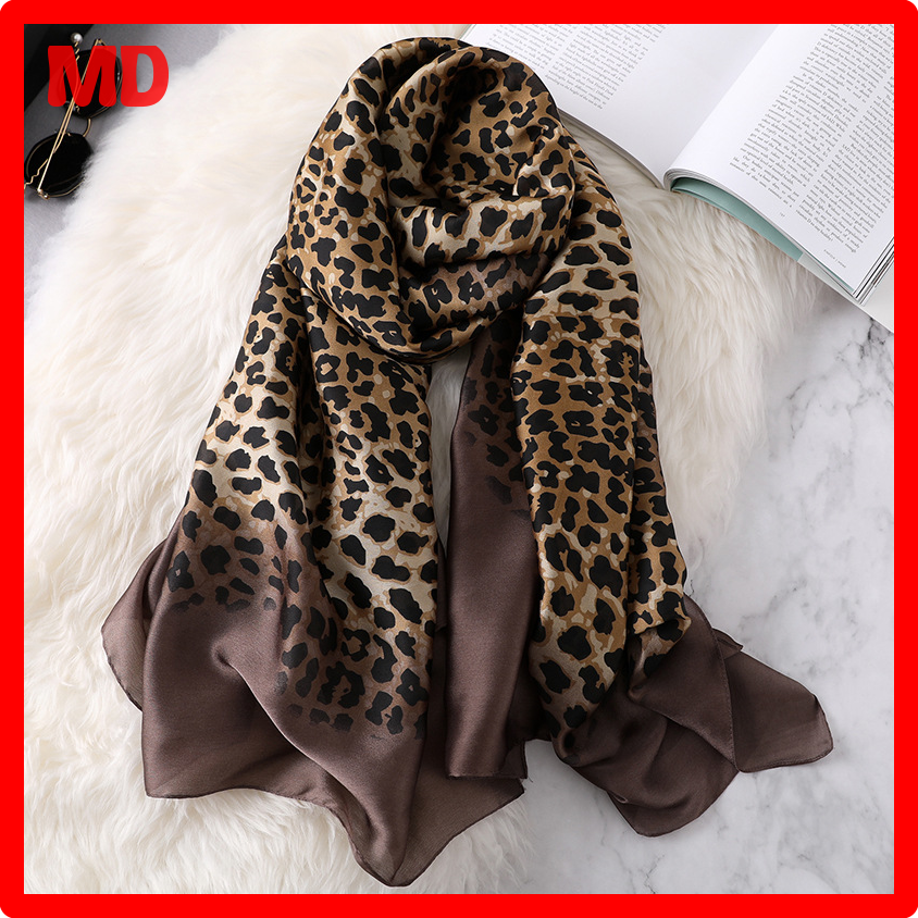 [MD]☺ 2022 sommer Sonnencreme 180*90cm Halstuch Beliebte Leopard Print Silk Schals Mode Große Schal Dame Meer Strand Handtuch foulard