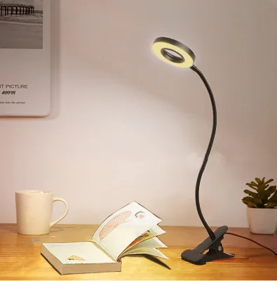 Clip on Light Reading Lights , 48 LED USB Desk Lamp with 3 Color Modes 10 Brightness, Eye Protection Book Clamp Light , 360 ° Flexible Gooseneck Clamp Lamp for Desk Headboard and Video Conference