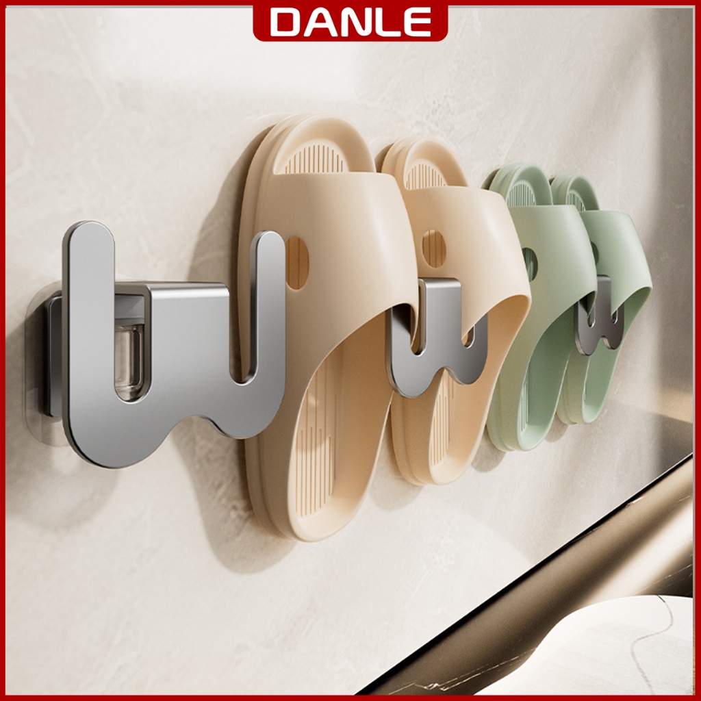 Móc treo dép dán tường DANLE, chất liệu Nhôm cao cấp, chống gỉ sét, chống ăn mòn, tặng kèm miếng dán (DL 0422)