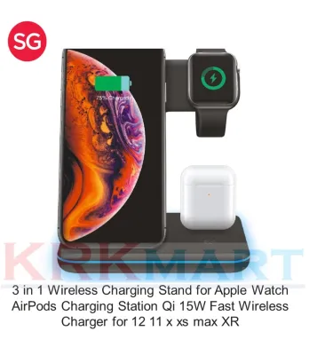 3 in 1 Wireless Charging Stand for Apple Watch AirPods Charging Station Qi 15W Fast Wireless Charger for iPhone 11 X XS MAX XR